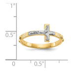 14K Two-tone Crucifix Rosary Ring