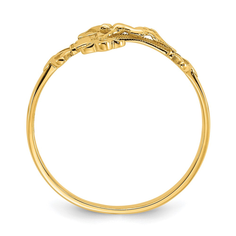 14K Diamond-cut Crucifix Ring