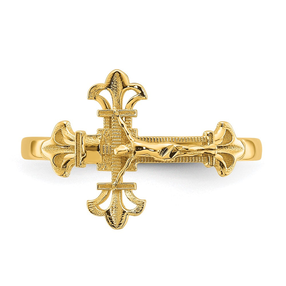 14K Diamond-cut Crucifix Ring