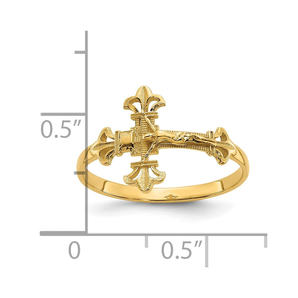 14K Diamond-cut Crucifix Ring