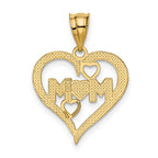 14k and White Rhodium Diamond-cut MOM Heart Pendant