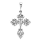 14k White Gold Fleur De Lis Cross Pendant