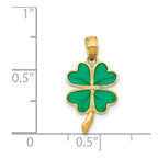 14K 4-Leaf Clover Enameled Pendant