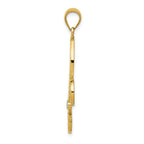 14k and Rhodium Filigree Fleur de Lis Pendant