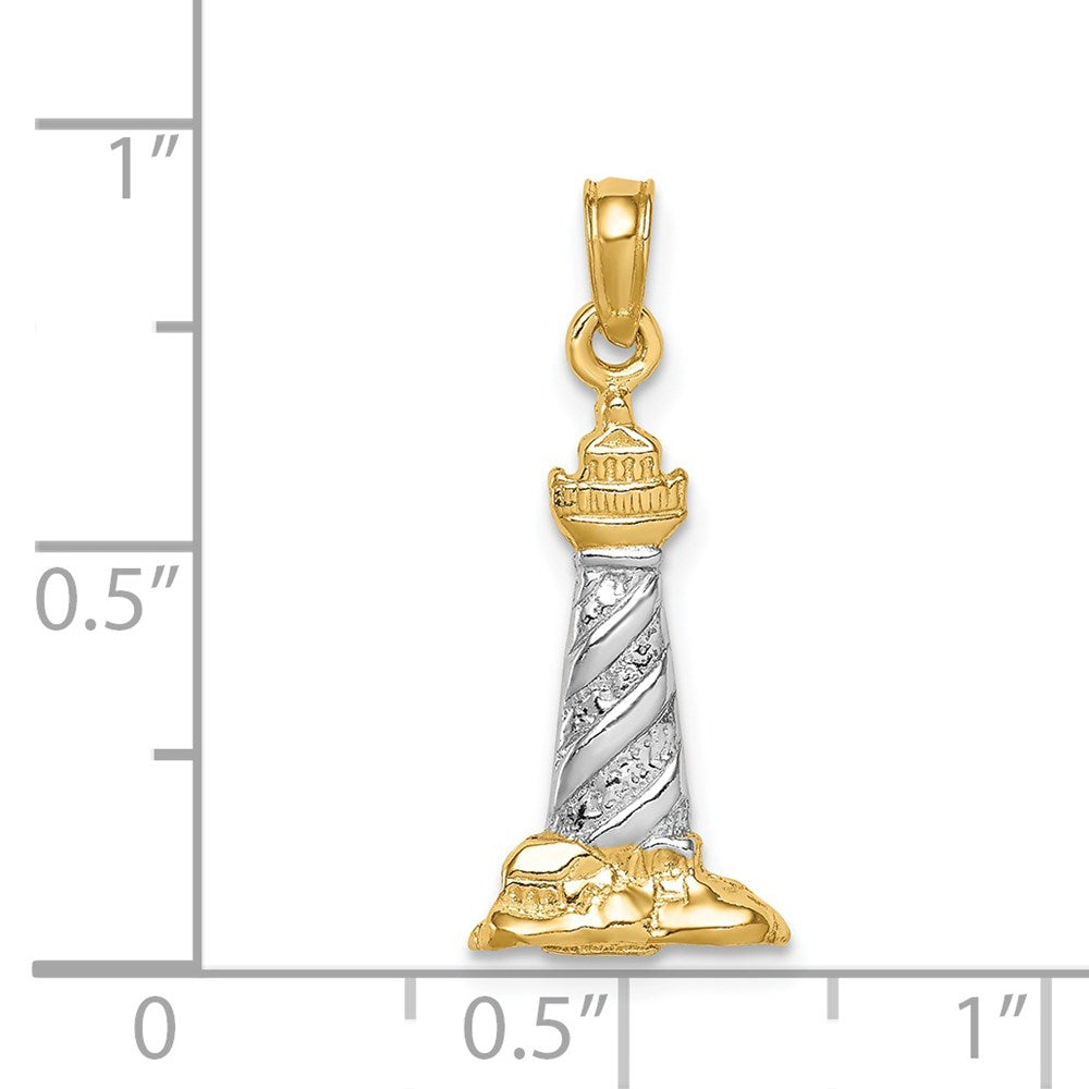 14K with White Rhodium 3-D St. Augustine Lighthouse Pendant