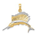 14K and White Rhodium Sailfish Pendant