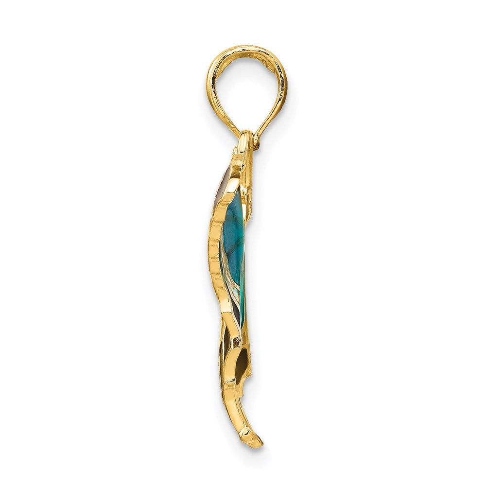 14K Blue Enameled Butterfly Pendant