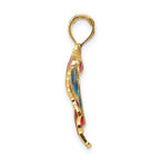 14K Blue and Red Enameled Butterfly Pendant