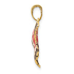 14K Pink Enameled Butterfly Pendant
