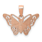 14k Rose Gold with White Rhodium Diamond-cut Butterfly Pendant