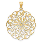 14k and White Rhodium Diamond-cut Fancy Swirl Pendant
