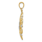 14K and White Rhodium Starburst Pendant