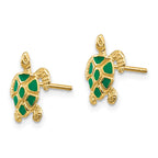 14K Green Enameled Sea Turtle Post Earrings