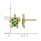 14K Green Enameled Sea Turtle Post Earrings