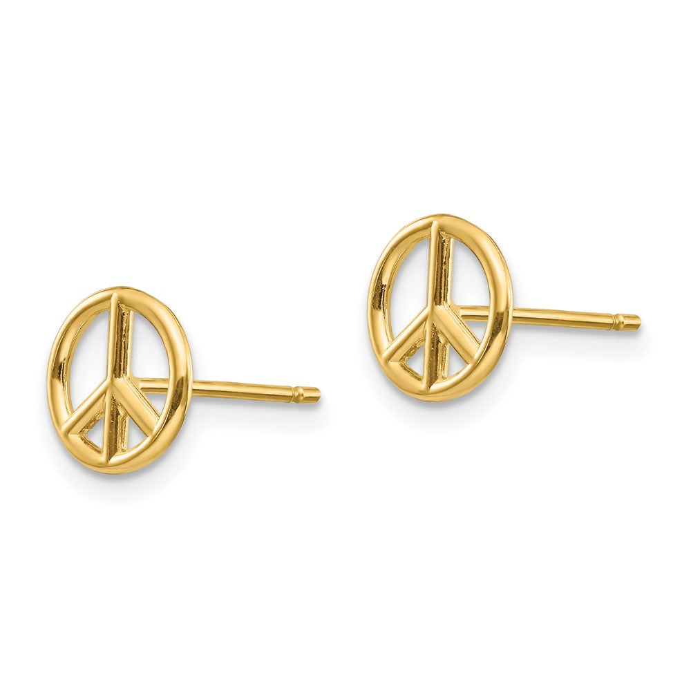 14K Polished 8mm Peace Symbol Post Earrings