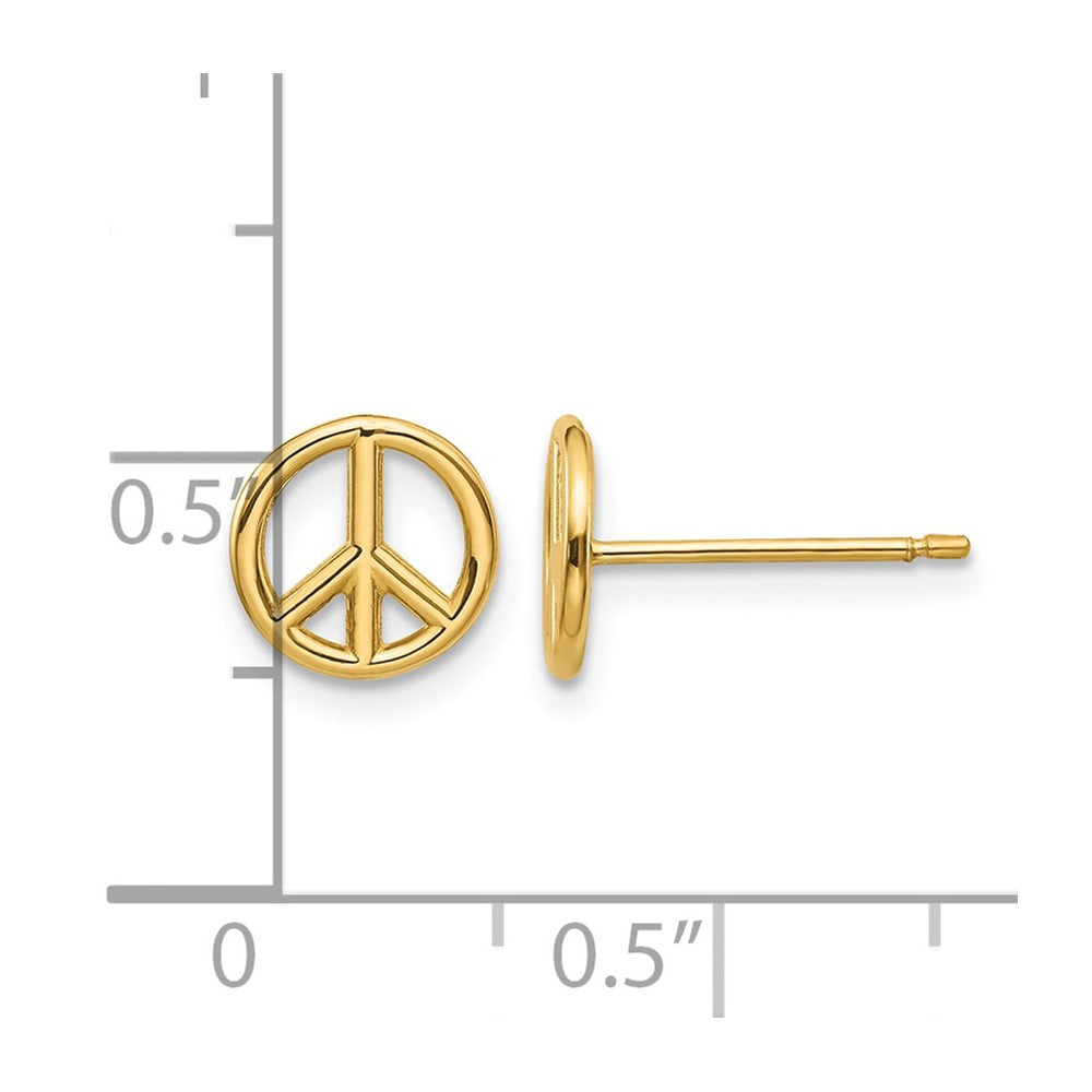 14K Polished 8mm Peace Symbol Post Earrings