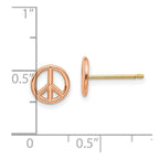 14K Rose and Yellow Gold Polished 8mm Peace Symbol Post Earrings