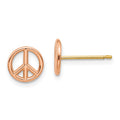 14K Rose and Yellow Gold Polished 8mm Peace Symbol Post Earrings
