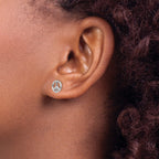 14K White Gold Polished 8mm Peace Symbol Post Earrings