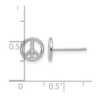 14K White Gold Polished 8mm Peace Symbol Post Earrings