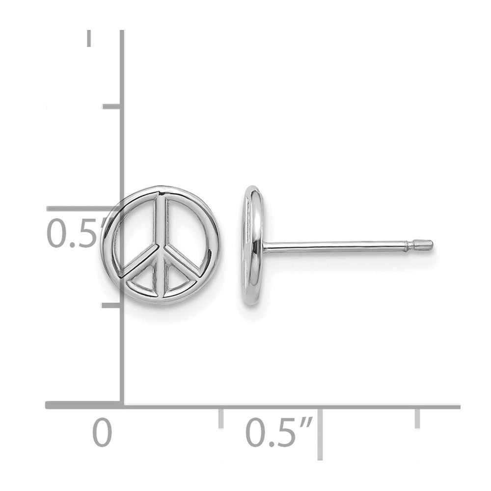 14K White Gold Polished 8mm Peace Symbol Post Earrings