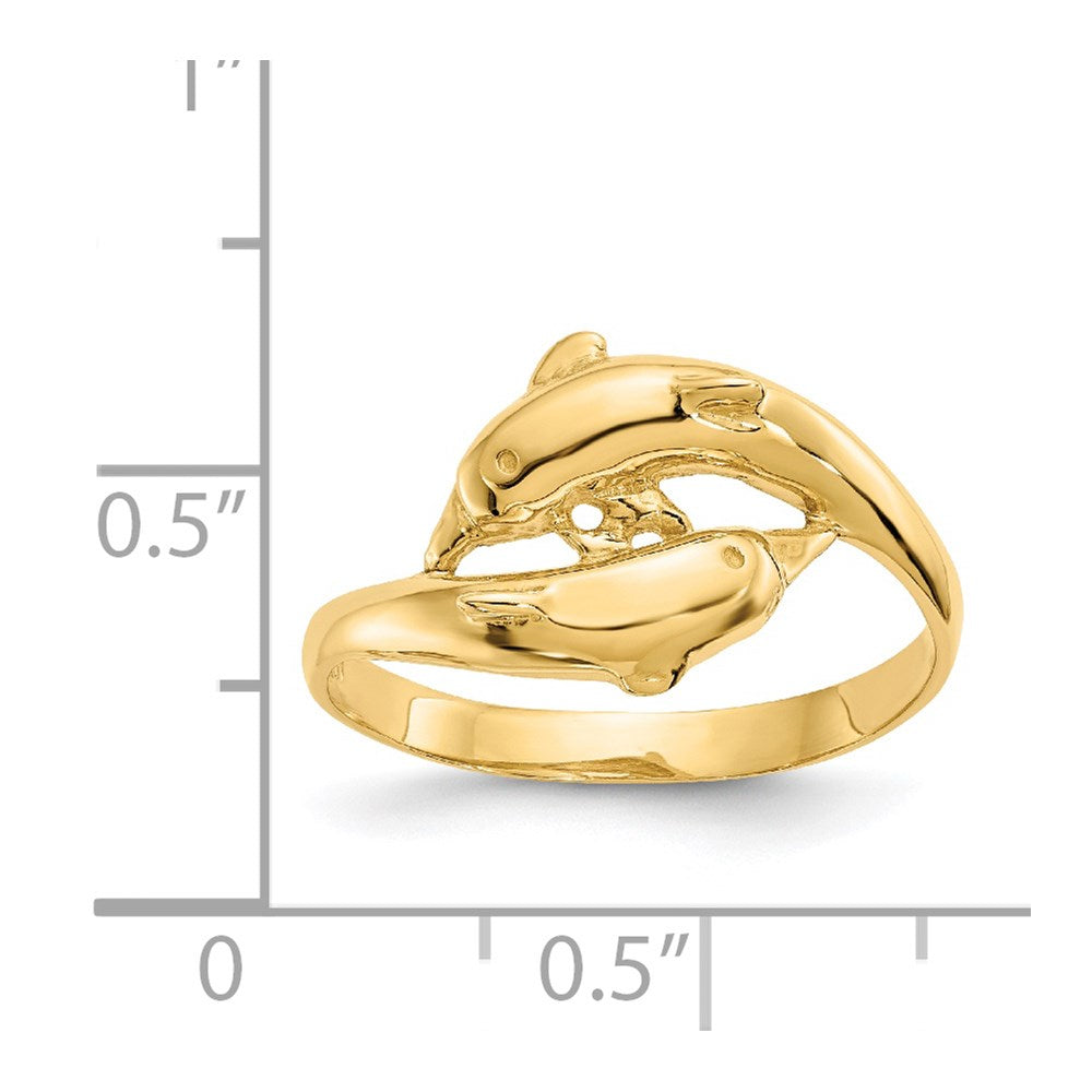 14K Double Dolphins Bypass Ring