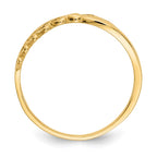 14K Polished Criss Cross Pattern Hearts Ring