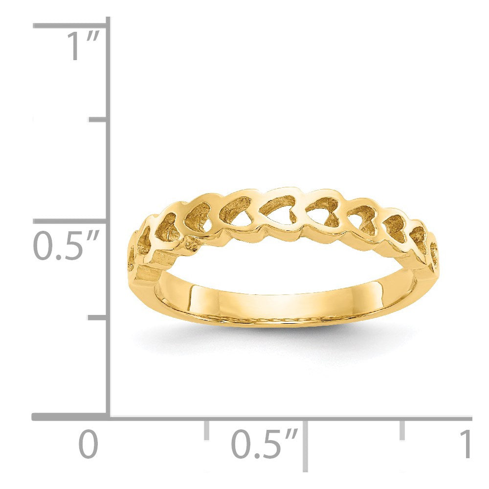 14k Polished Chain Hearts Ring
