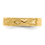14K Polished X and Hearts Ring