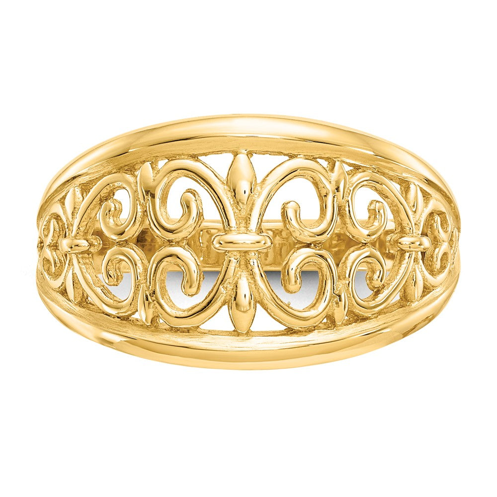 14K Fleur-De-Lis Tapered Filigree Ring