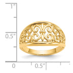 14K Fleur-De-Lis Tapered Filigree Ring