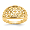 14K Fleur-De-Lis Tapered Filigree Ring