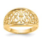 14K Fleur-De-Lis Tapered Filigree Ring