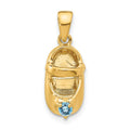 14k 3-D December/Blue Synthetic Stone Engravable Baby Shoe Charm