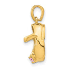 14k 3-D October/Pink Synthetic Stone Engravable Shoe Charm