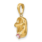 14k 3-D October/Pink Synthetic Stone Engravable Shoe Charm