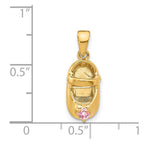 14k 3-D October/Pink Synthetic Stone Engravable Shoe Charm