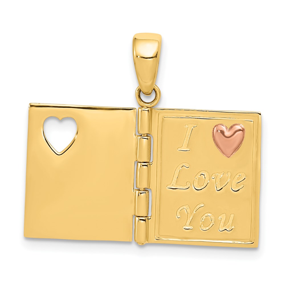 14K Two-tone 3-D Enameled Moveable SWEETHEART Book Charm