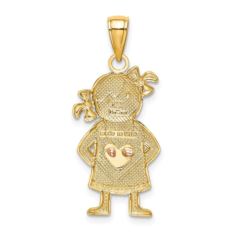 14k Yellow and Rose Gold with White Rhodium Girl Pendant