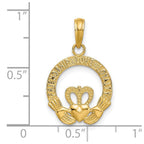 14k Flat-Backed FRIENDSHIP LOVE LOYALTY Claddagh Pendant