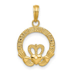 14k Flat-Backed FRIENDSHIP LOVE LOYALTY Claddagh Pendant