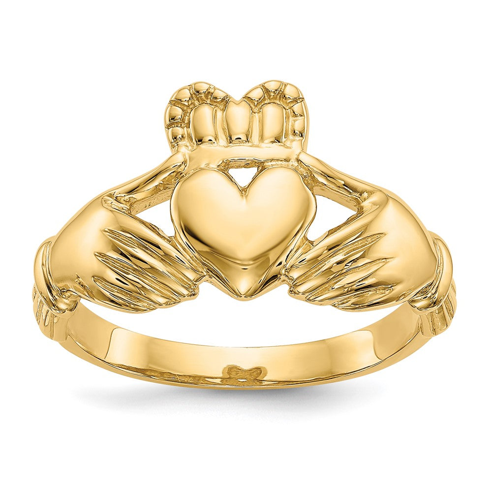14k Mens Polished Claddagh Ring