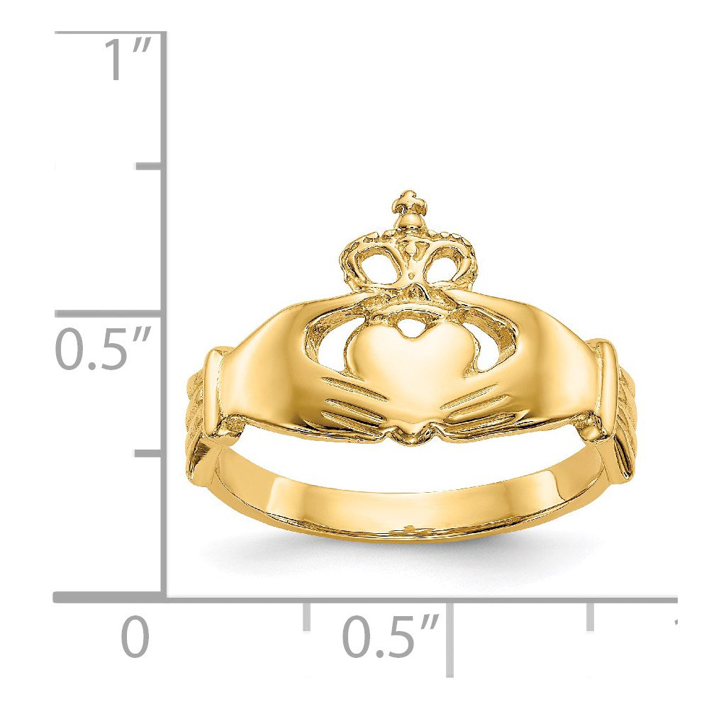 14k Polished Claddagh Ring