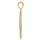 14K and White Rhodium Diamond-Cut Filigree Swirl Pendant