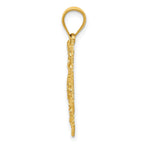 14k and White Rhodium Diamond-cut Swirl Round Pendant