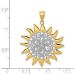 14k and White Rhodium Filigree Sun Pendant