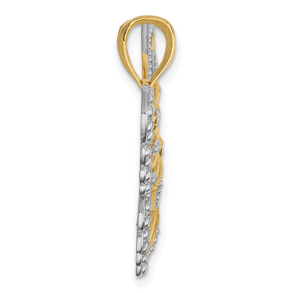 14k and White Rhodium Filigree Butterfly Pendant
