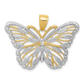 14k and White Rhodium Filigree Butterfly Pendant
