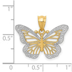 14k and White Rhodium Butterfly Pendant