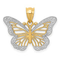 14k and White Rhodium Butterfly Pendant